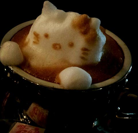 3D кошки в  латте арт Казуки Ямамото